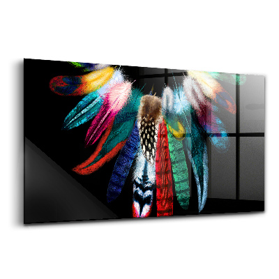 Tablou sticlă Pene de pasăre colorate