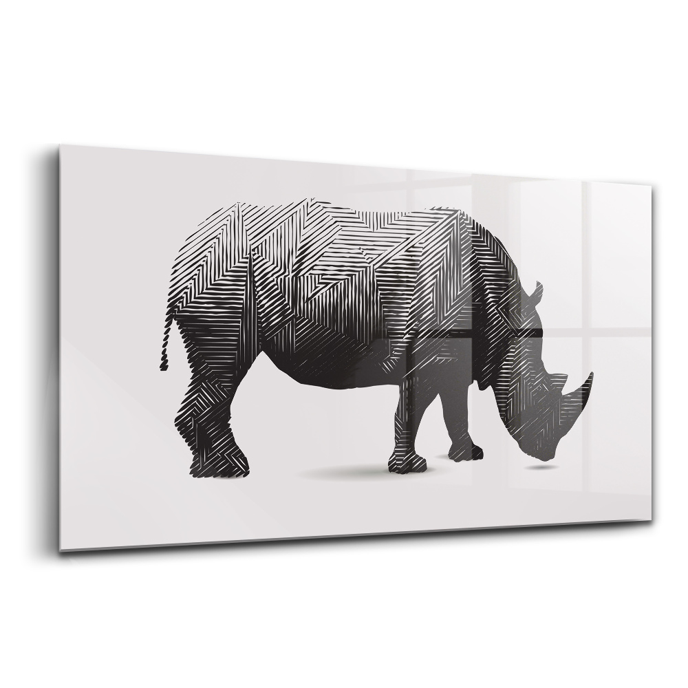 Tablou sticlă Artă liniară cu rinocer