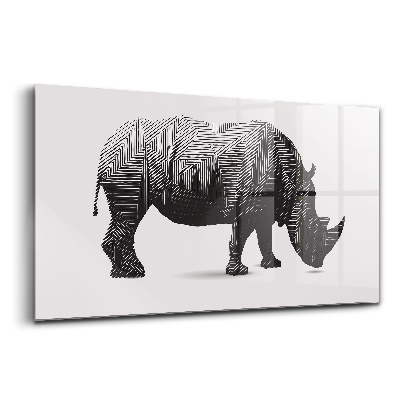 Tablou sticlă Artă liniară cu rinocer