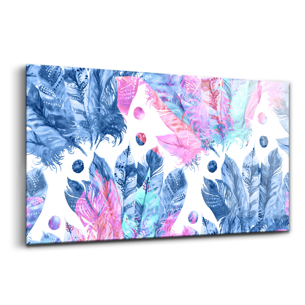 Tablou pe sticlă Pene colorate