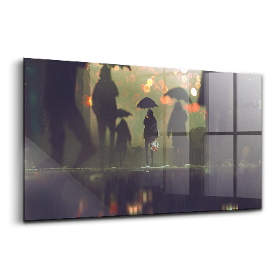 Tablou de sticlă Oameni cu umbrele