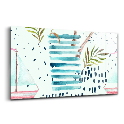 Tablou pe sticlă Abstracție cu barca