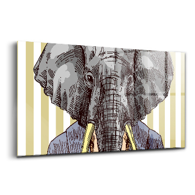 Tablou pe sticlă Elefant într-o jachetă