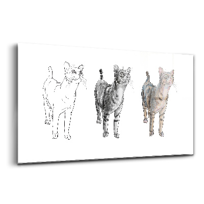 Tablou sticlă Ilustrație a unei pisici drăguțe și curioase