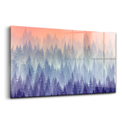 Tablou sticlă Pădurea în ceață