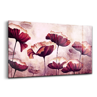 Tablou din sticlă Flori de mac înflorite