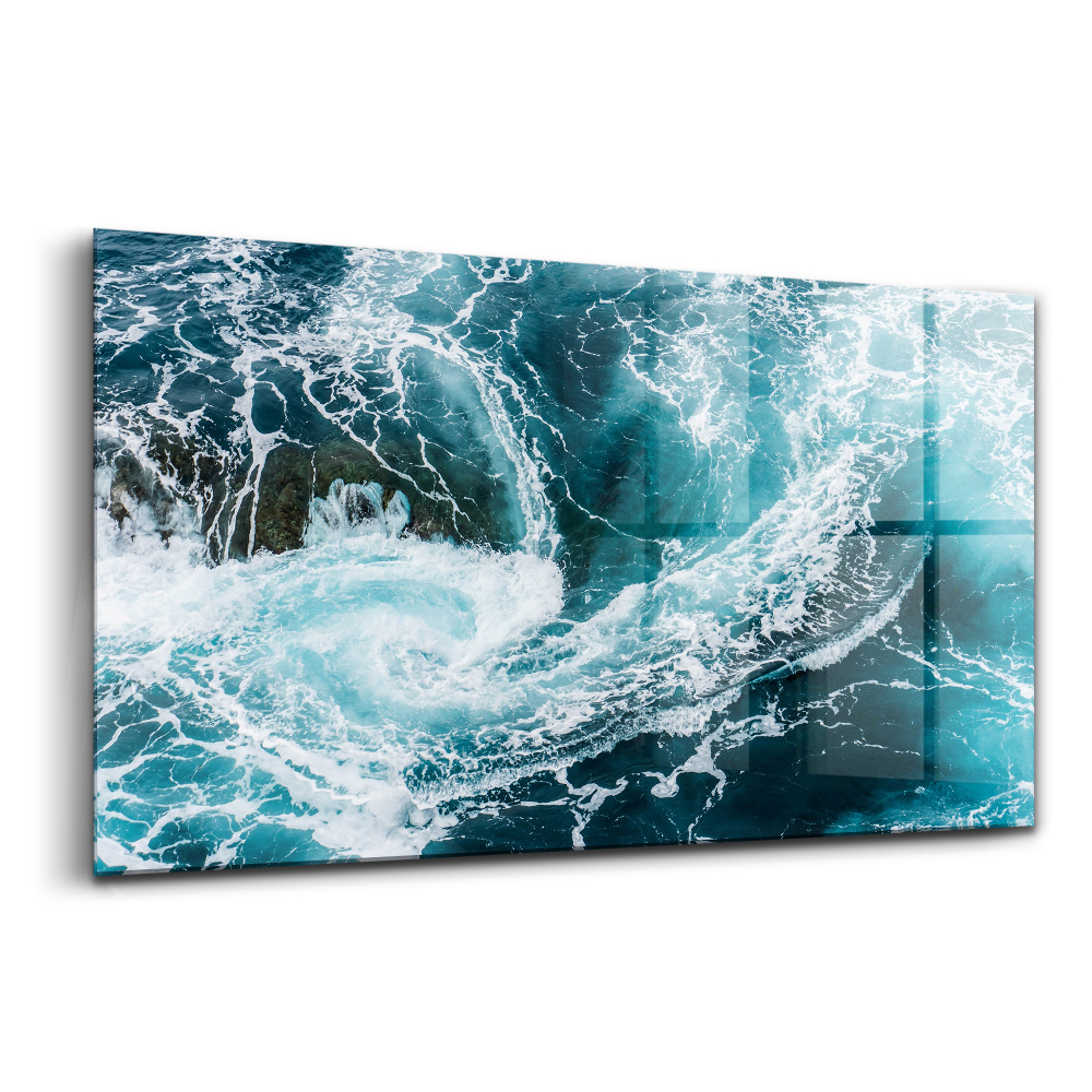Tablou pe sticlă Valuri spumoase învolburate