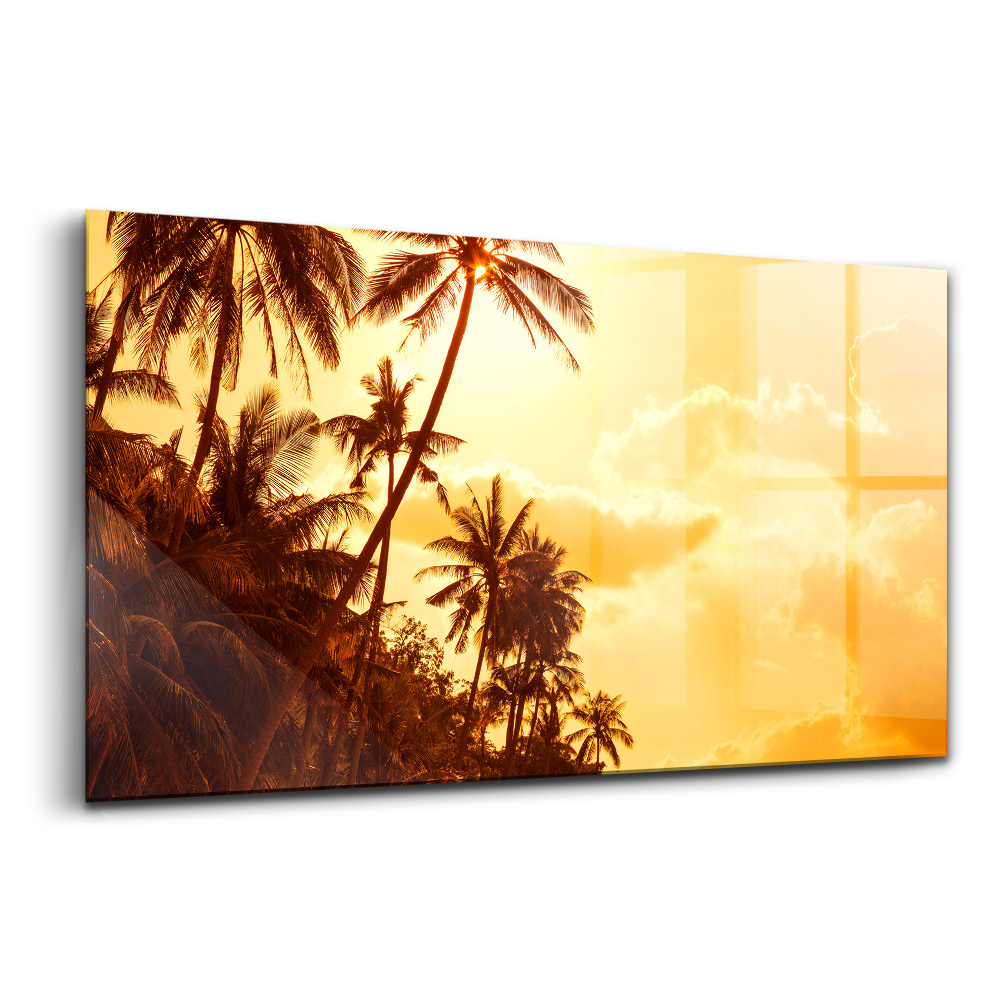Tablou pe sticlă Palmieri însoriți pe plajă