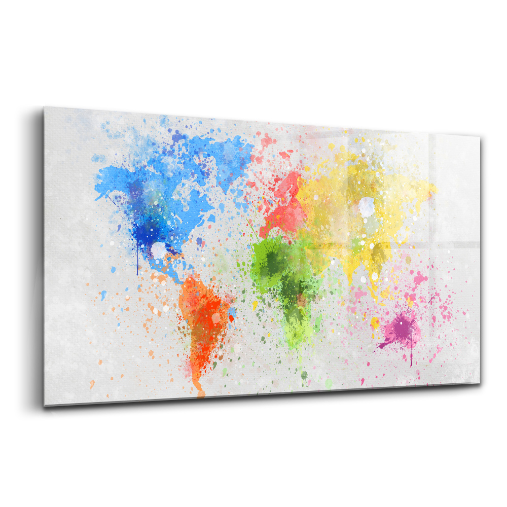 Tablou din sticlă Hartă a lumii pictată pe hârtie