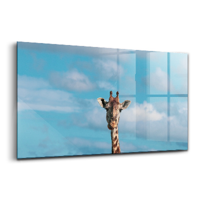 Tablou de sticlă O girafă înaltă pe cer