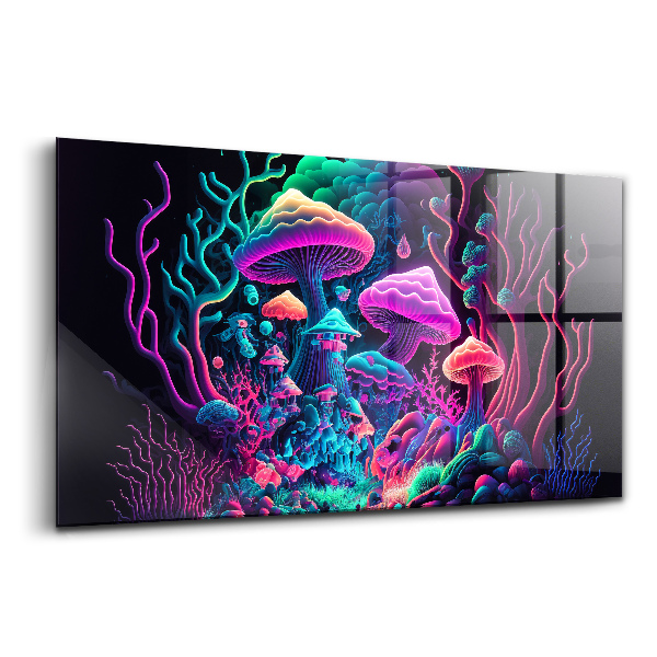 Tablou de sticlă Ciuperci neon