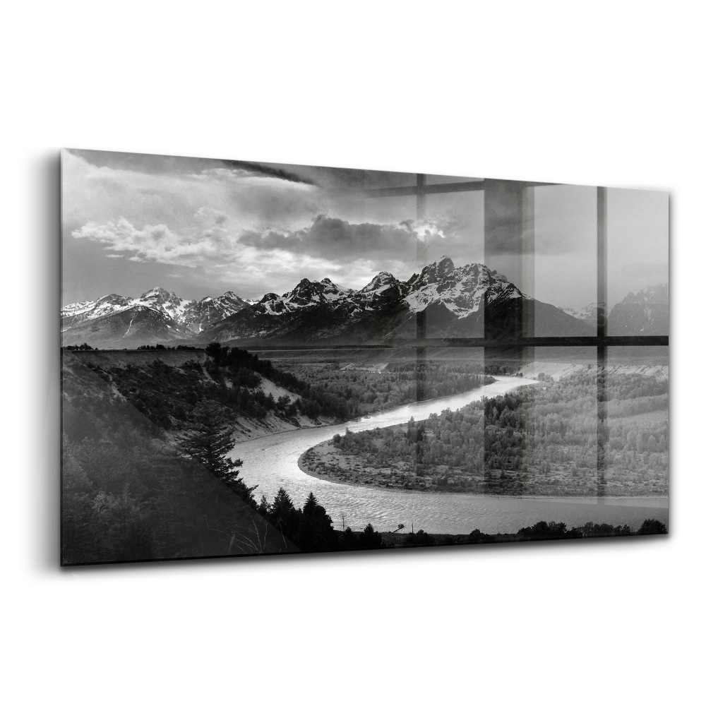 Tablou din sticlă Vedere la râu și munți