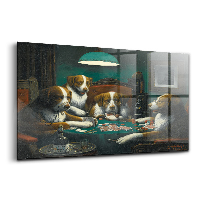 Tablou sticlă Câini care joacă poker