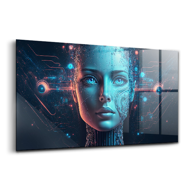 Tablou sticlă Robot de sex feminin cu inteligență artificială