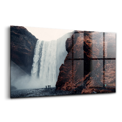 Tablou pe sticlă Peisaj cascadă Islanda