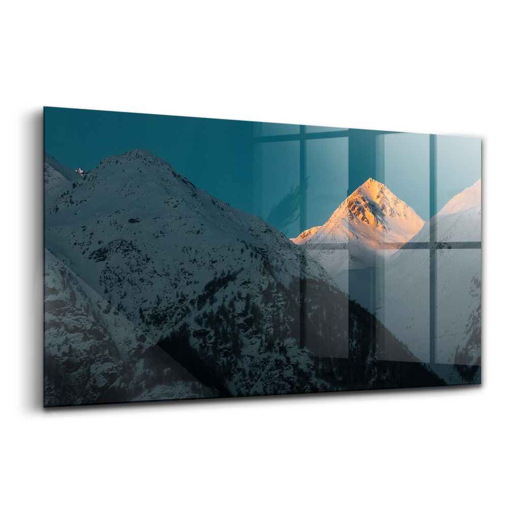 Tablou din sticlă Apus de soare în munți