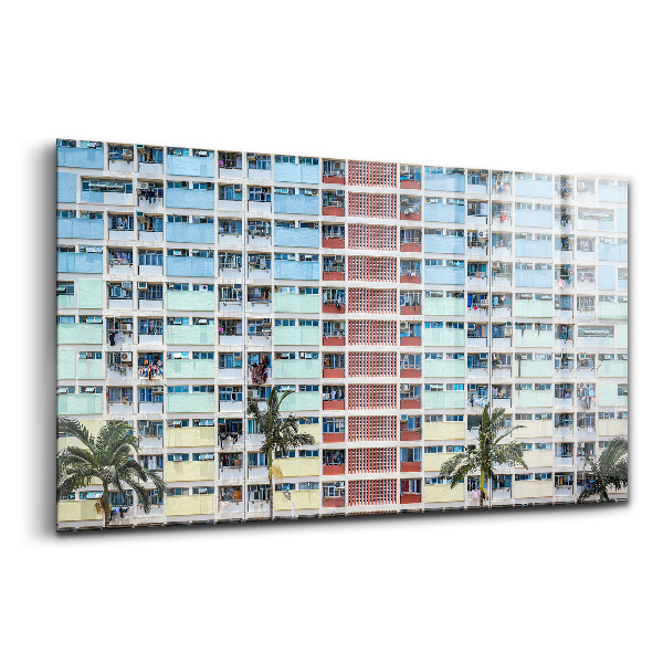 Tablou pe sticlă Clădire colorată Hong Kong