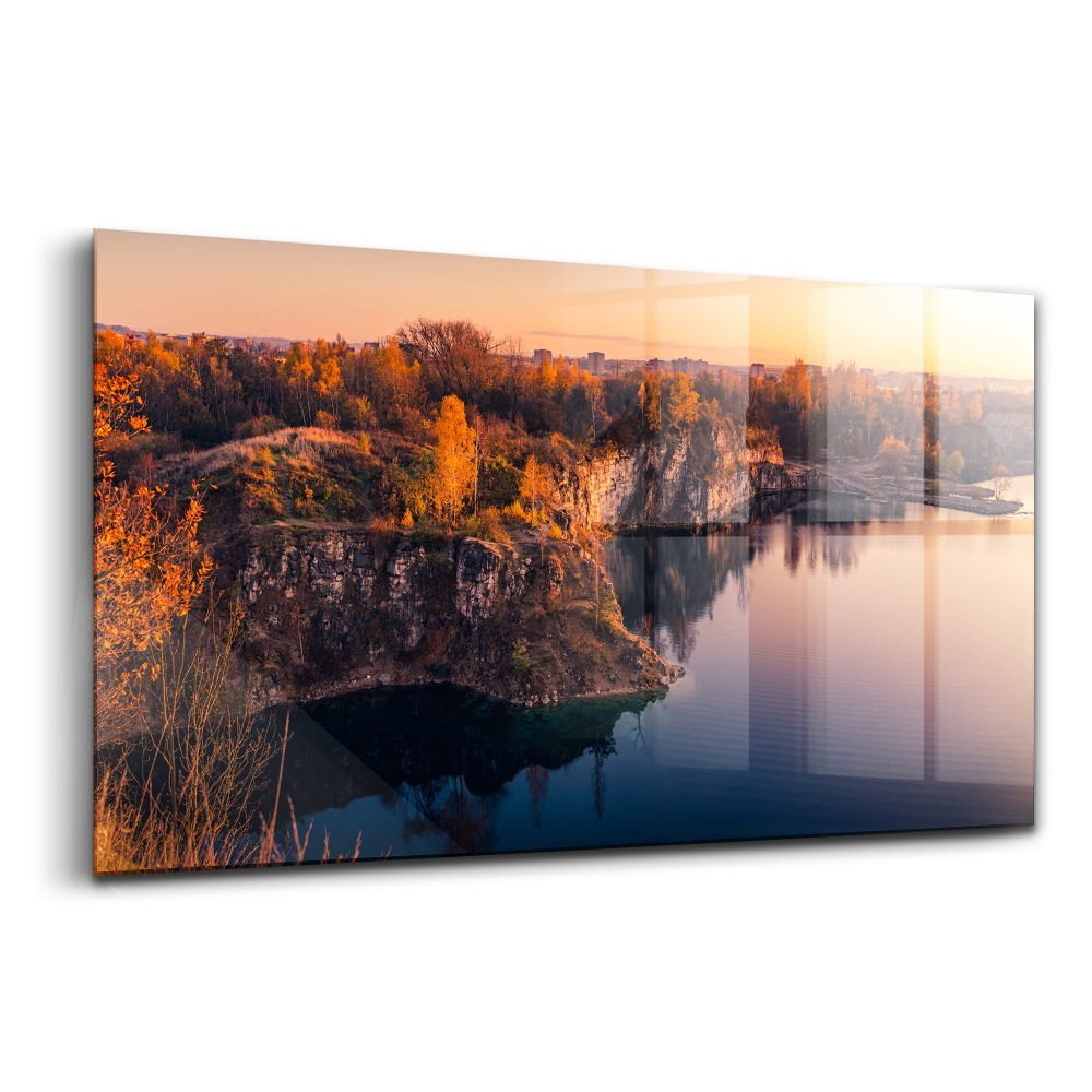 Tablou din sticlă Lacul Zakrzówek din Cracovia, toamnă