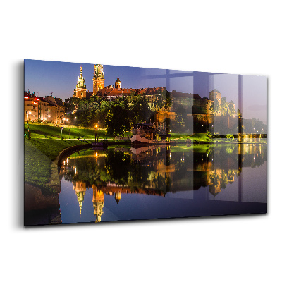 Tablou din sticlă Wawel noaptea pe Vistula