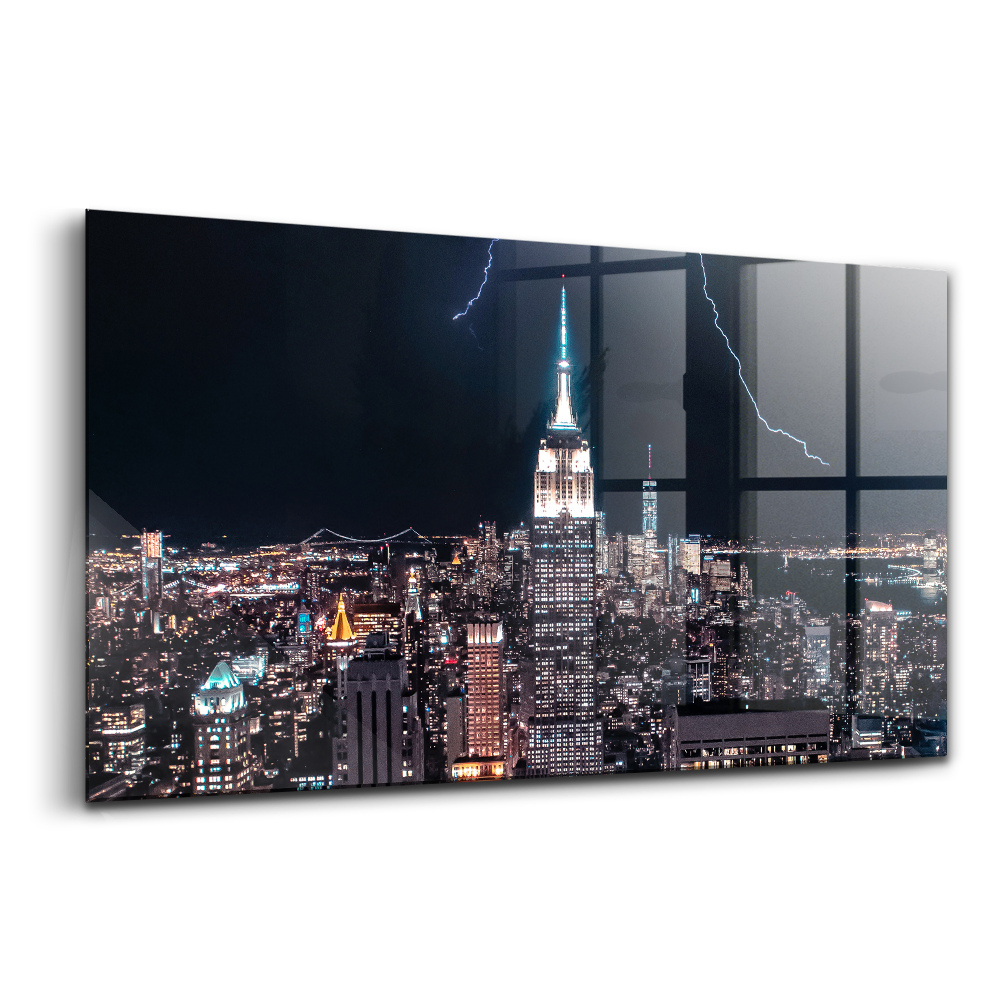 Tablou din sticlă Zgârie-nori din New York noaptea