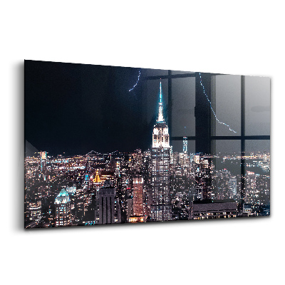 Tablou din sticlă Zgârie-nori din New York noaptea