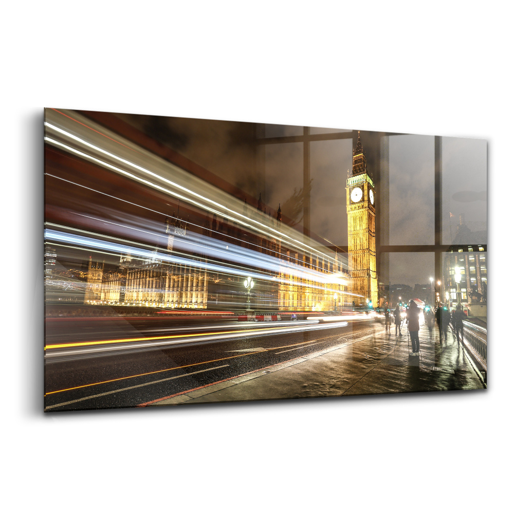 Tablou pe sticlă Big Ben noaptea Viteza luminii