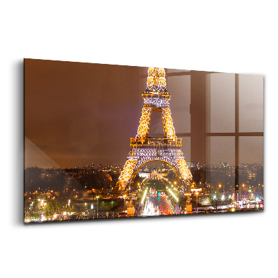 Tablou sticlă Turnul Eiffel iluminat din Paris
