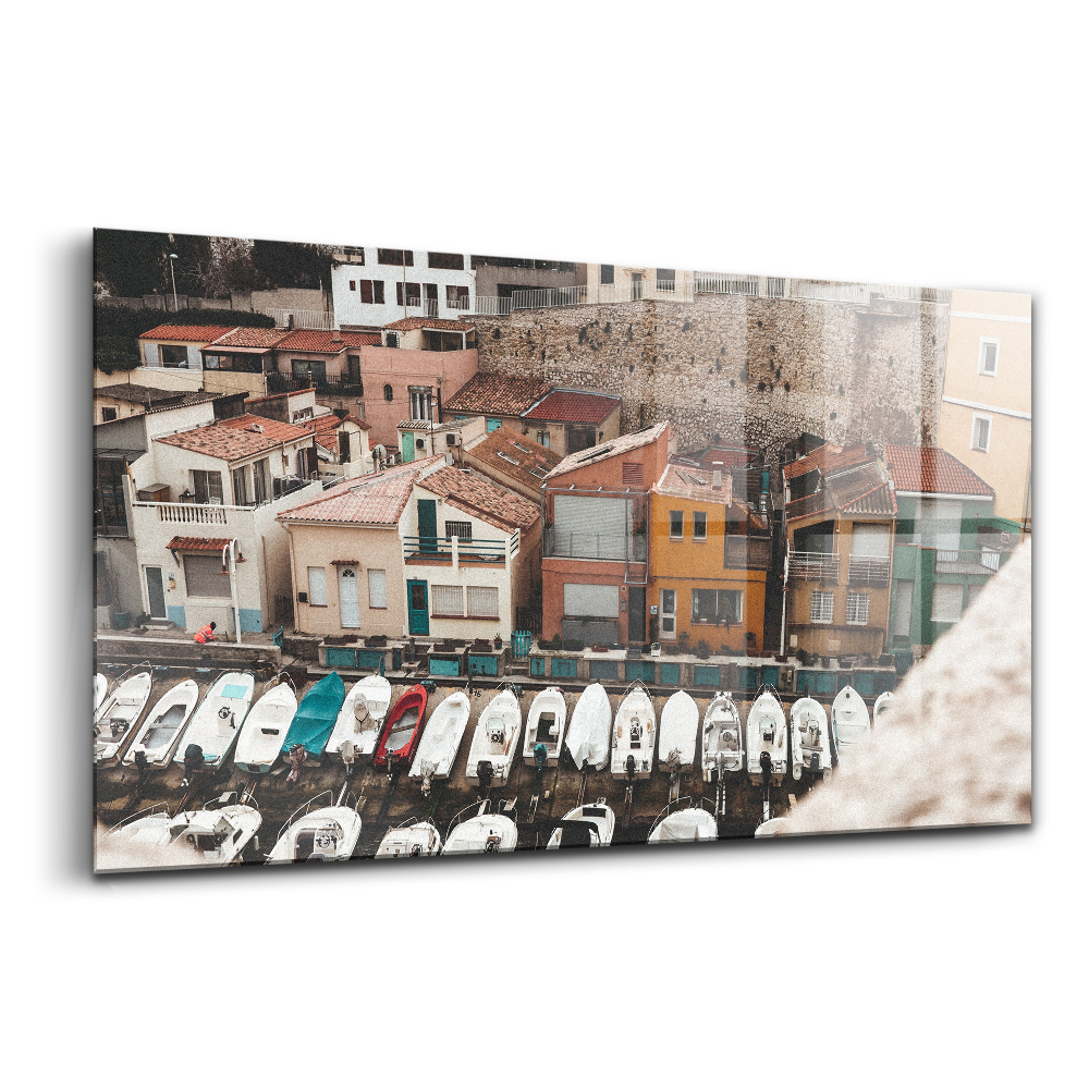 Tablou pe sticlă Bărci în orașul vechi
