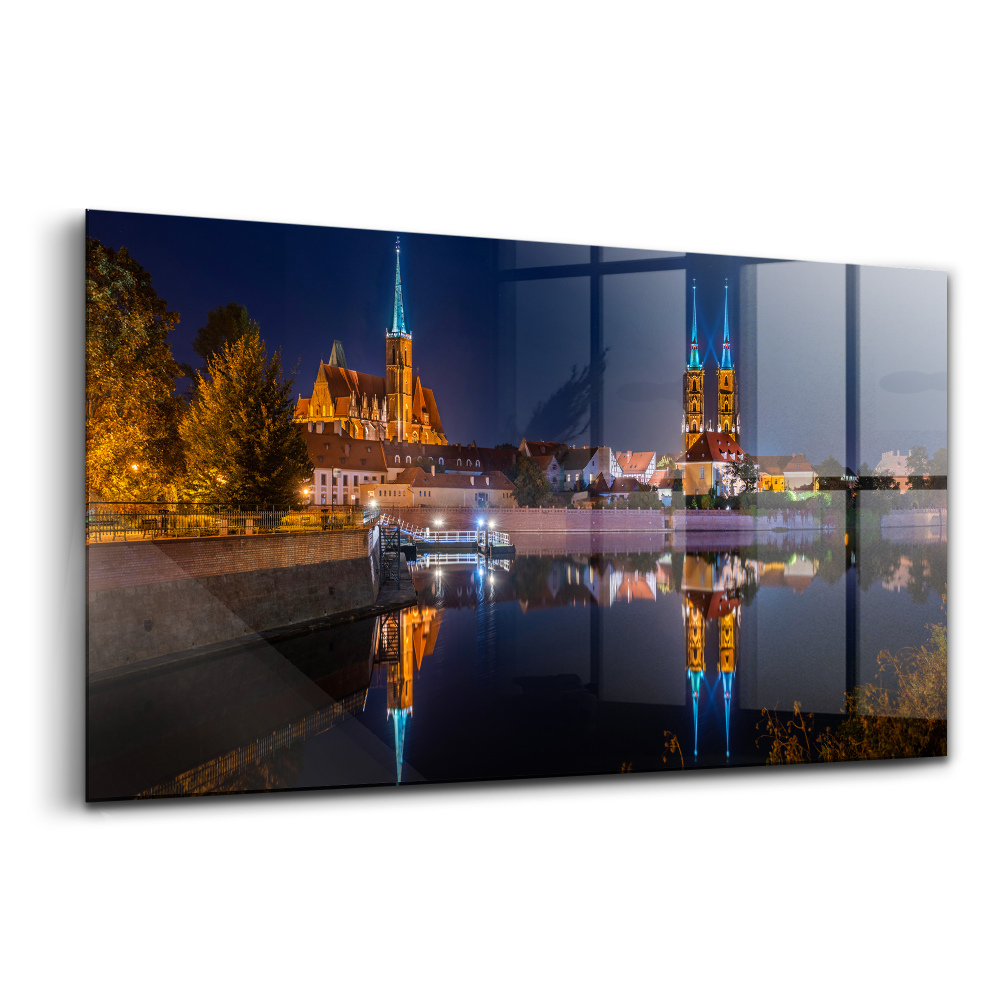 Tablou de sticlă Catedrala din Wrocław noaptea