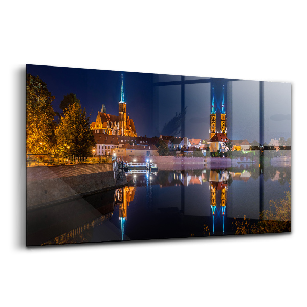 Tablou de sticlă Catedrala din Wrocław noaptea