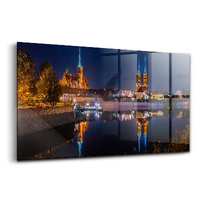 Tablou de sticlă Catedrala din Wrocław noaptea