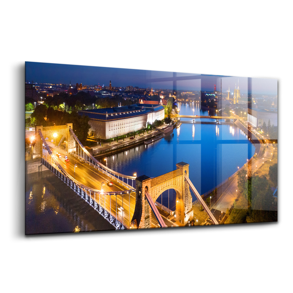 Tablou pe sticlă Oraș Wroclaw noaptea