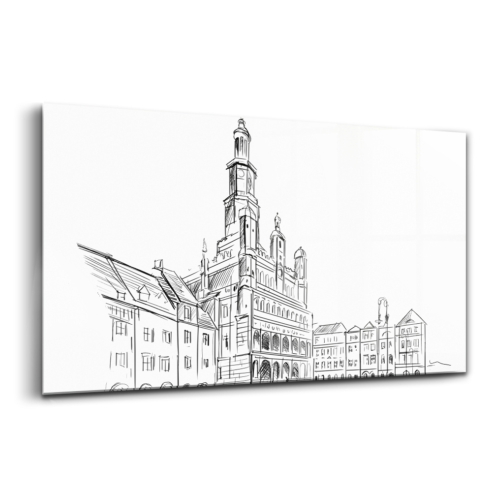 Tablou din sticlă Schiță a orașului vechi din Poznan