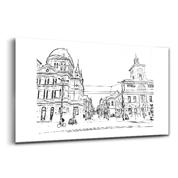Tablou de sticlă Ilustrație a orașului vechi din Poznań