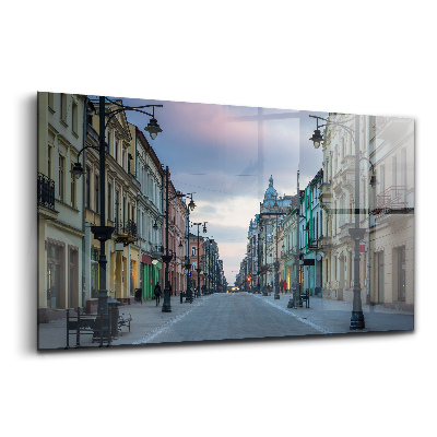 Tablou pe sticlă Strada Piotrkowska din Lodz