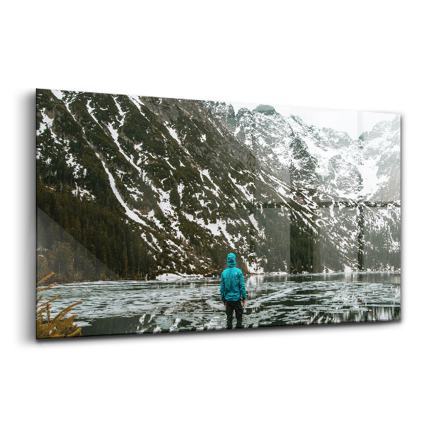 Tablou de sticlă Lacul Morskie Oko iarna