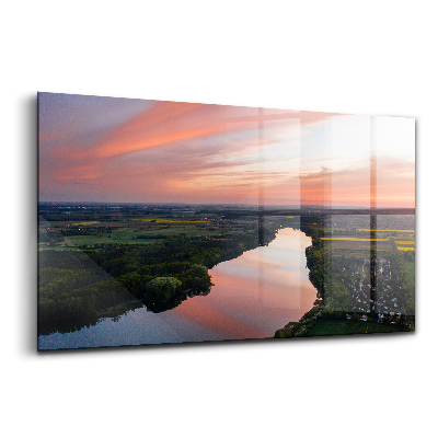 Tablou sticlă Vedere aeriană a lacului