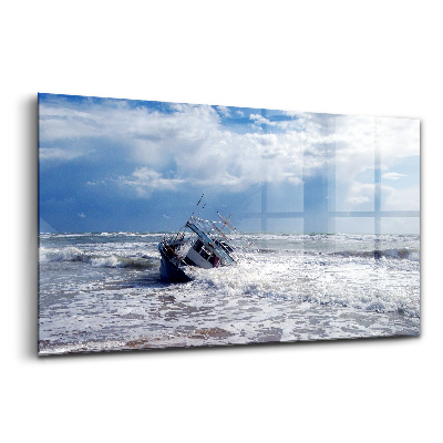 Tablou pe sticlă Ambarcațiuni scufundate în Sicilia