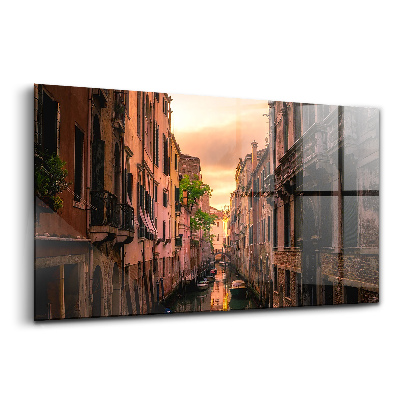 Tablou sticlă Vedere a canalului în oraș