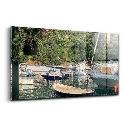 Tablou sticlă Docul pentru bărci din Portofino