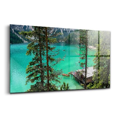 Tablou pe sticlă Caiac de lemn în apă