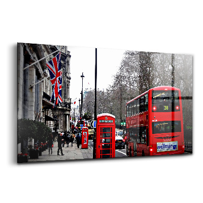 Tablou de sticlă Autobuz și cabină telefonică