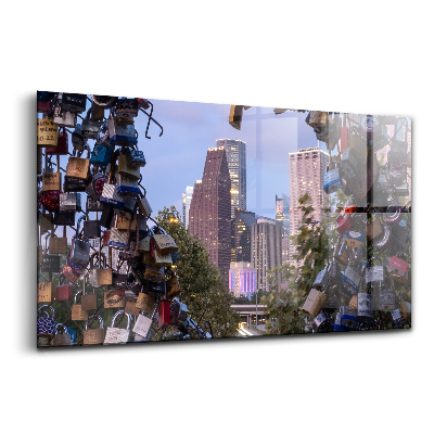 Tablou sticlă Lacăte pe podul iubirii