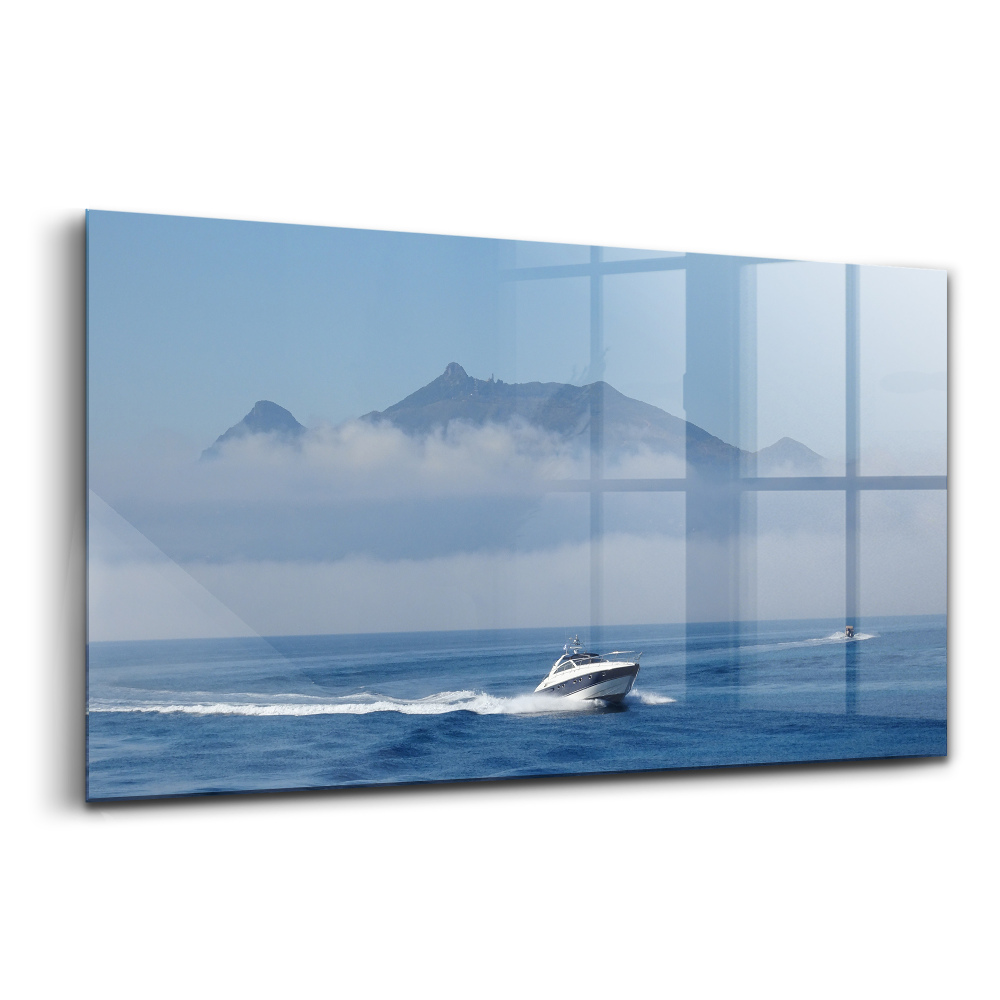 Tablou pe sticlă O barcă plutind pe ocean