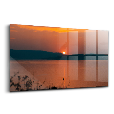 Tablou din sticlă Apus de soare pe Lacul Balaton