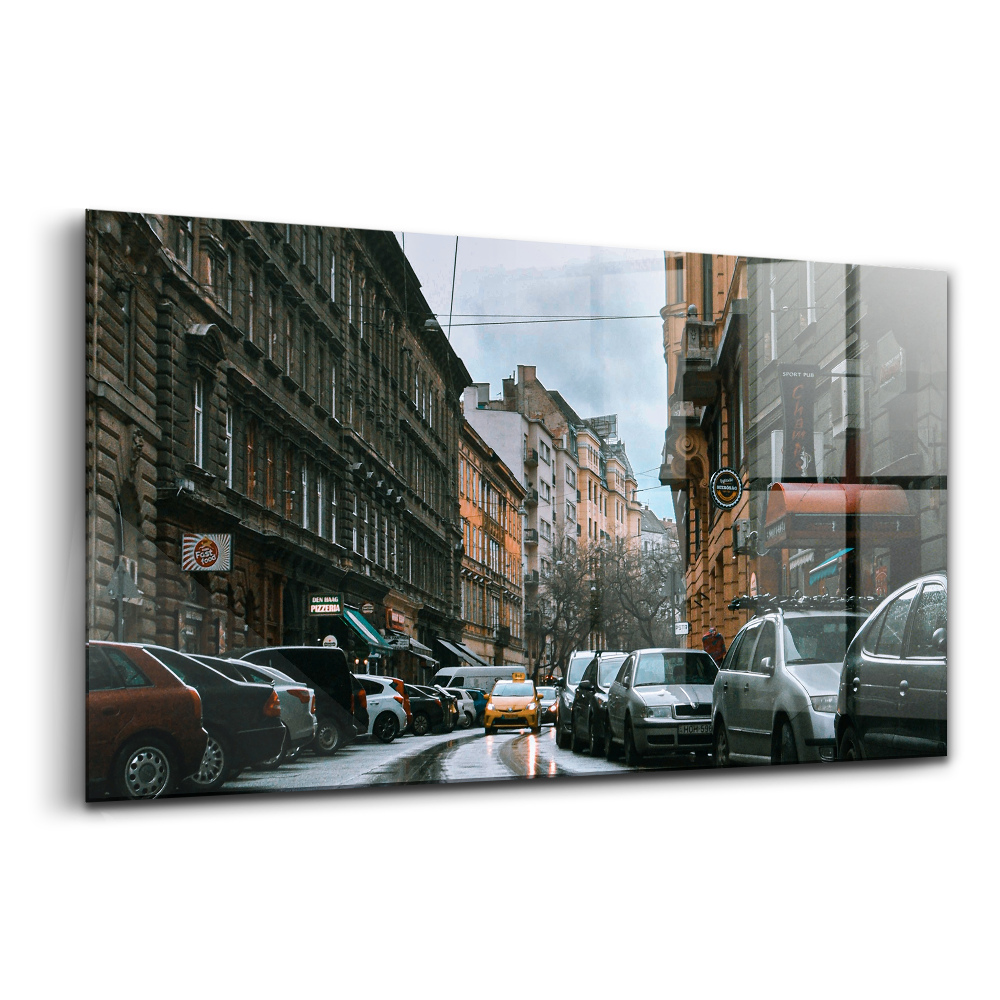 Tablou din sticlă Mașini pe marginea drumului