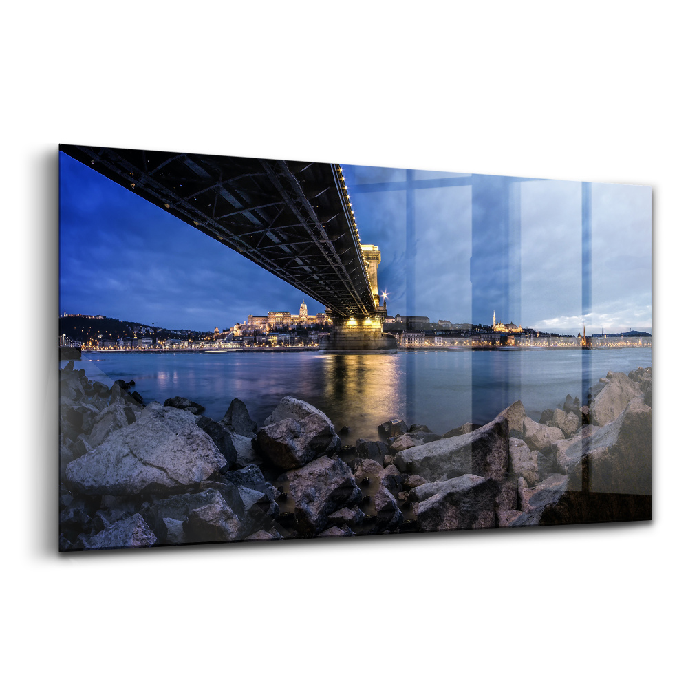 Tablou sticlă Țărm stâncos sub pod