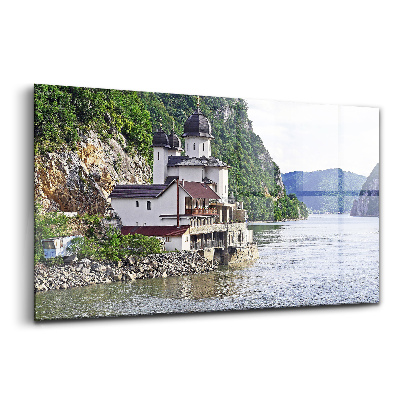 Tablou de sticlă Biserica de lângă apă