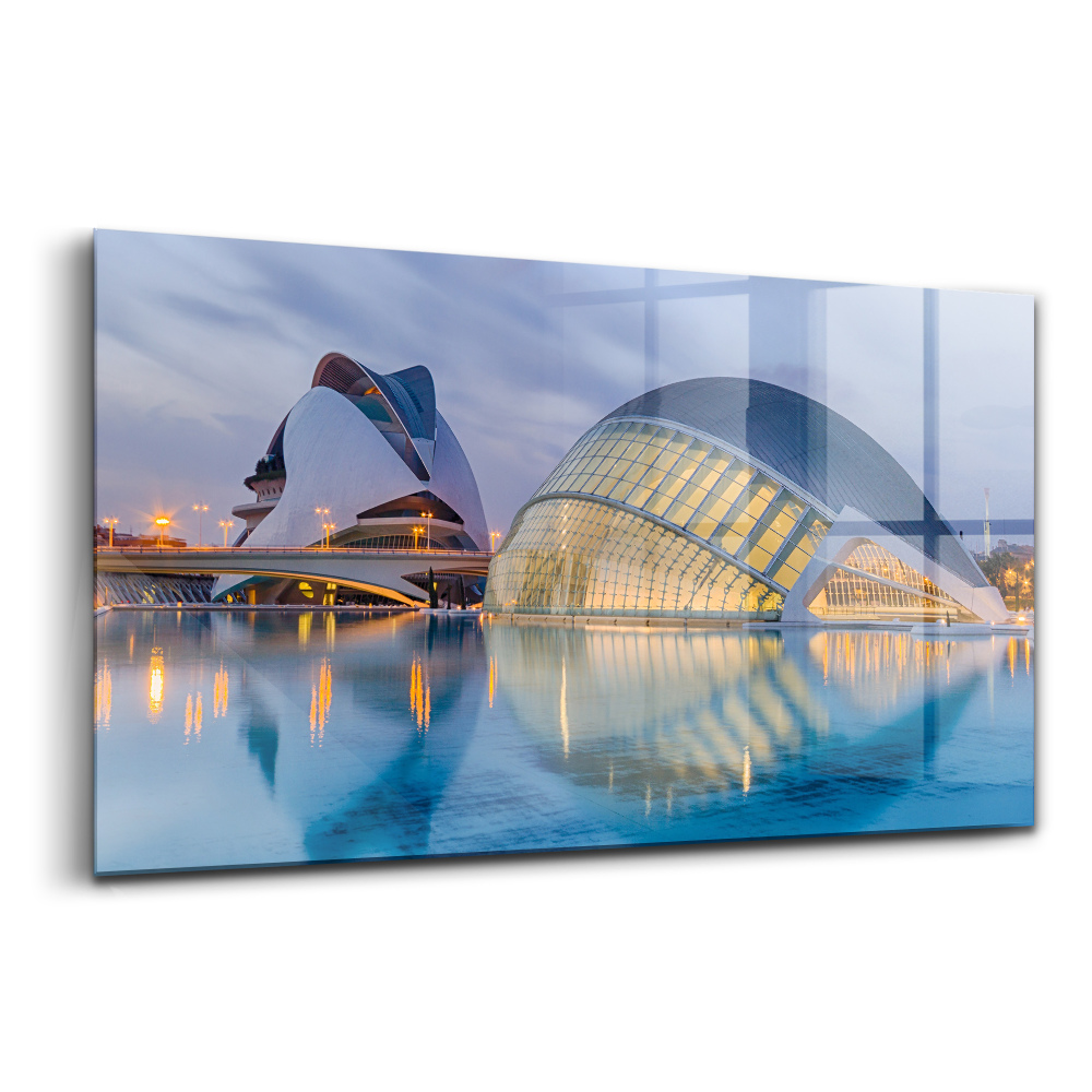 Tablou sticlă Apus de soare în oraș