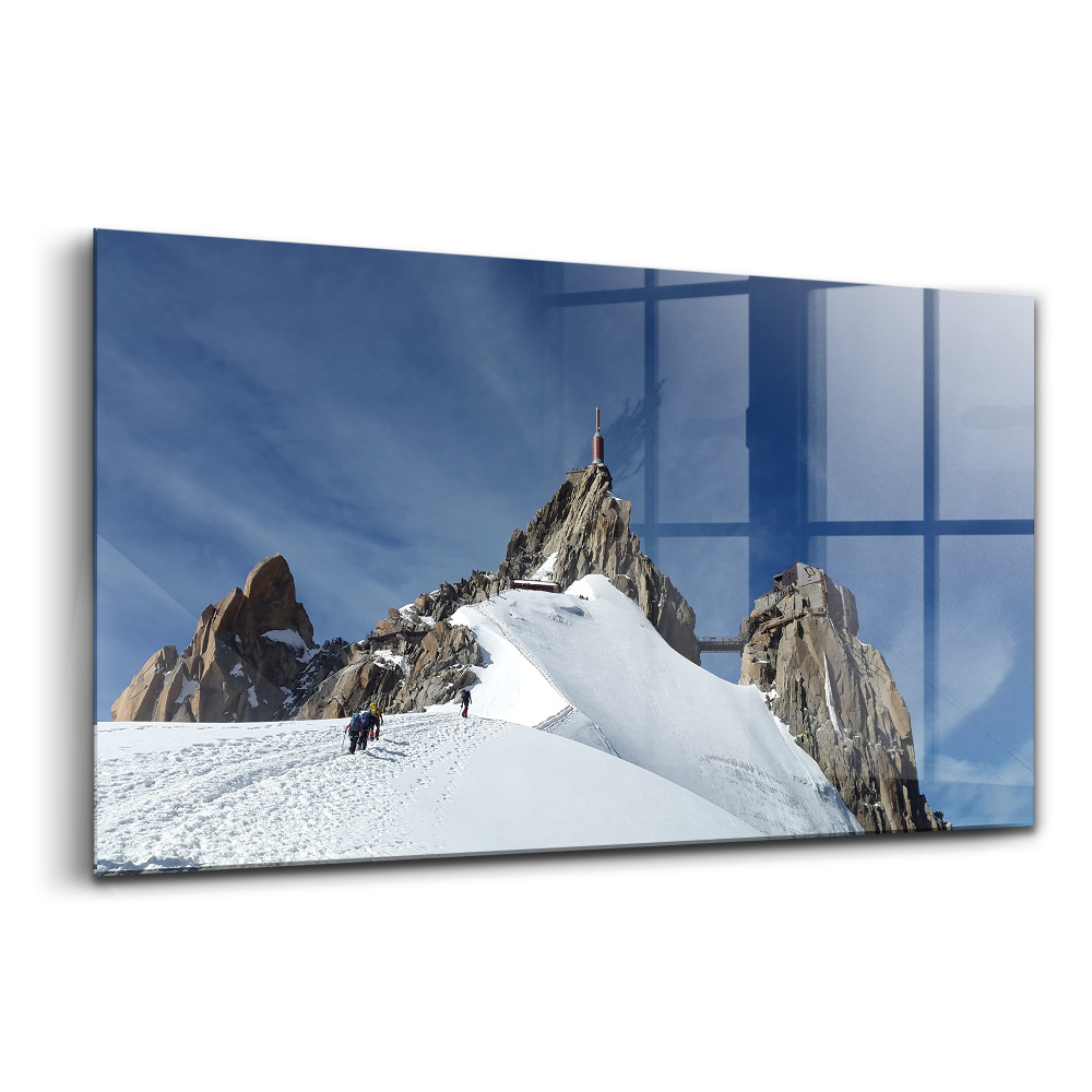 Tablou de sticlă Vârful muntelui iarna